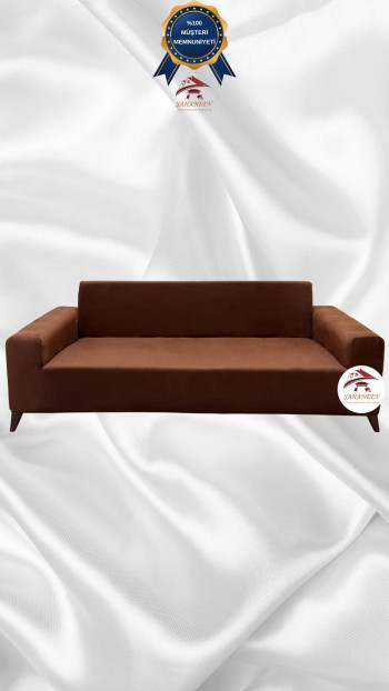 Italian Suede Fabric Elastic Flexible Protective Cover Sofa Cover Brown Color 3-Seater Set (1 Piece)