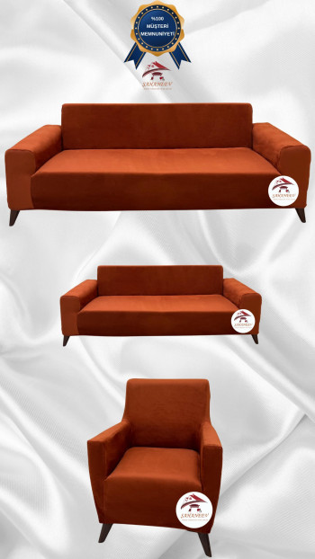 Italian Suede Fabric Elastic Flexible Protective Cover Sofa Cover Brick Color 3+2+1 (3 Piece Set)