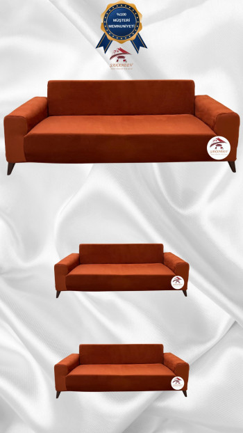 Italian Suede Fabric Elastic Flexible Protective Cover Sofa Cover Brick Color 3+2+2 (3 Piece Set)