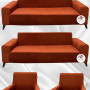 Italian Suede Fabric Elastic Flexible Protective Cover Sofa Cover Brick Color 3+3+1+1 (4 Piece Set)