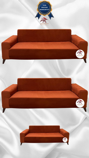 Italian Suede Fabric Elastic Flexible Protective Cover Sofa Cover Brick Color 3+3+2 (3 Piece Set)