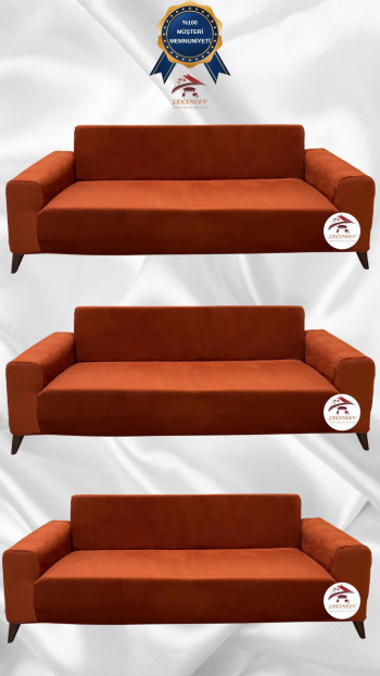 Italian Suede Fabric Elastic Flexible Protective Cover Sofa Cover Brick Color 3+3+3 (3 Piece Set)