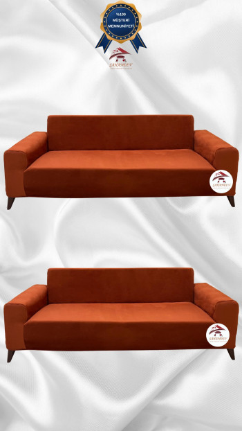 Italian Suede Fabric Elastic Flexible Protective Cover Sofa Cover Brick Color 3+3 (2 Piece Set)