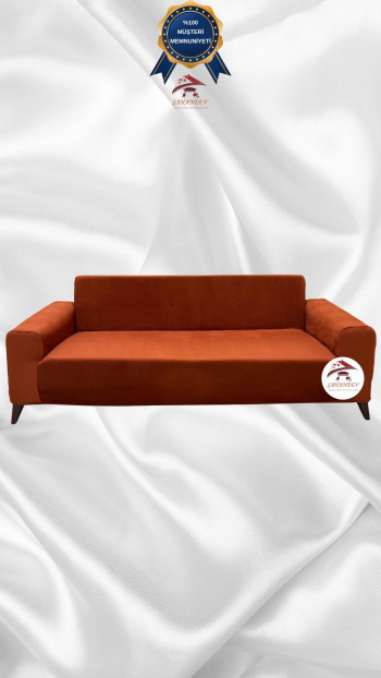 Italian Suede Fabric Elastic Flexible Protective Cover Sofa Cover Brick Color 3-Seater Set (1 Piece)