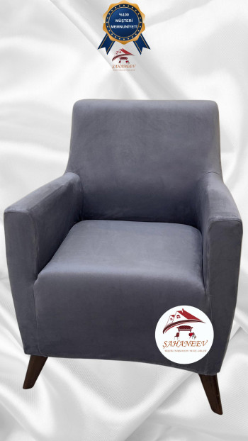 İtalyan Süet Kumaş Elastik Esnek Koruyucu Giydirme Koltuk Örtüsü Koyu Gri Renk Tekli (1 Parça)