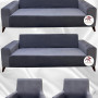 Italian Suede Fabric Elastic Flexible Protective Cover Sofa Cover Dark Gray Color 3+3+1+1 (4 Piece Set)