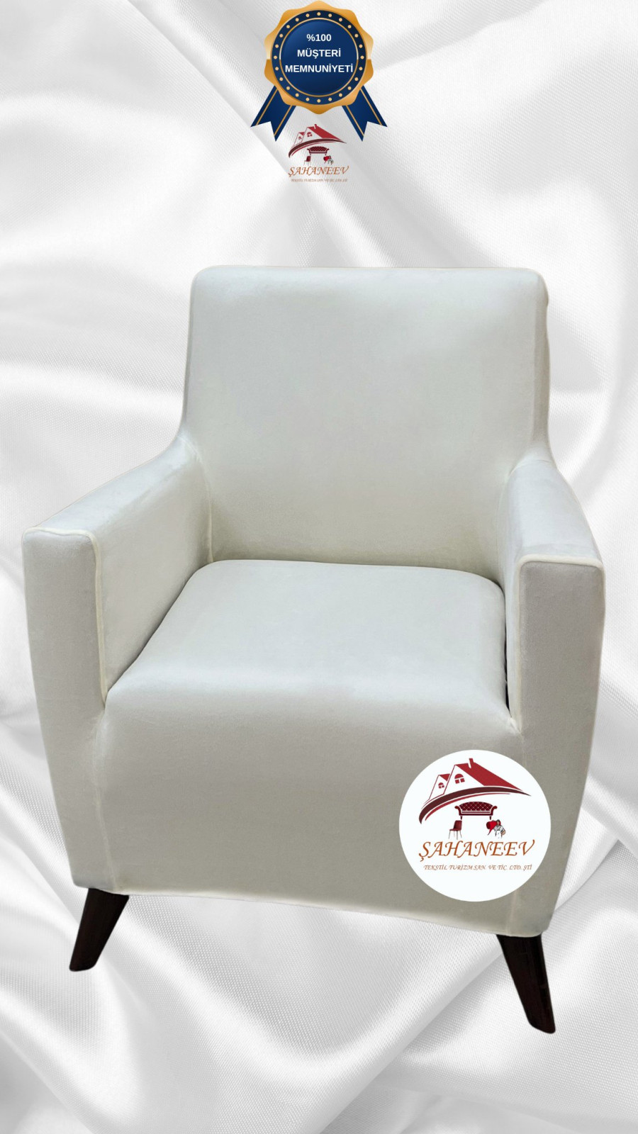 İtalyan Süet Kumaş Elastik Esnek Koruyucu Giydirme Koltuk Örtüsü Krem Renk Tekli (1 Parça) Özel Ölçü