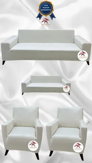 Italian Suede Fabric Elastic Flexible Protective Cover Sofa Cover Cream Color 3+2+1+1 (4 Piece Set)