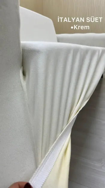 Italian Suede Fabric Elastic Flexible Protective Cover Sofa Cover Cream Color 3+2+1+1 (4 Piece Set)