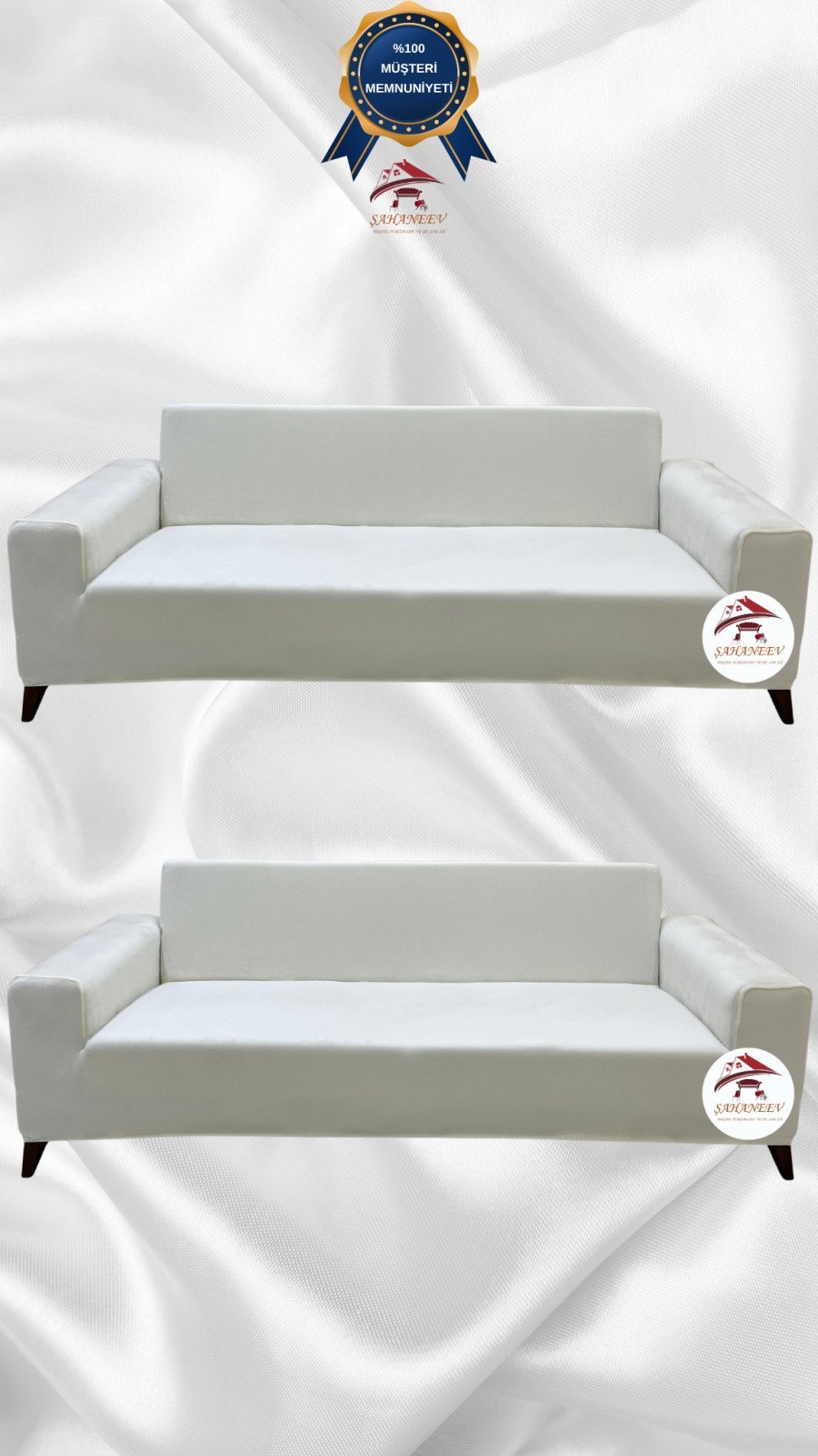 İtalyan Süet Kumaş Elastik Esnek Koruyucu Giydirme Koltuk Örtüsü Krem Renk 3+3 (2 Parça Set)