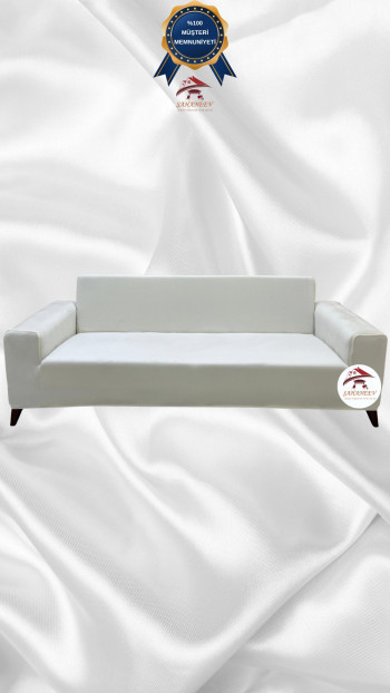 İtalyan Süet Kumaş Elastik Esnek Koruyucu Giydirme Koltuk Örtüsü Krem Renk 3'lü Set (1 Parça)