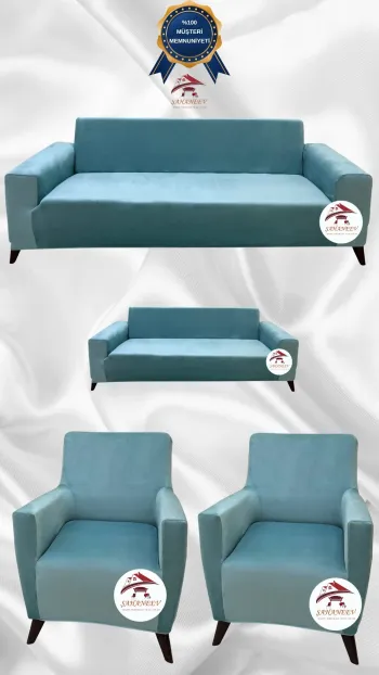 Italian Suede Fabric Elastic Flexible Protective Cover Sofa Cover Mint Color 3+2+1+1 (4 Piece Set)