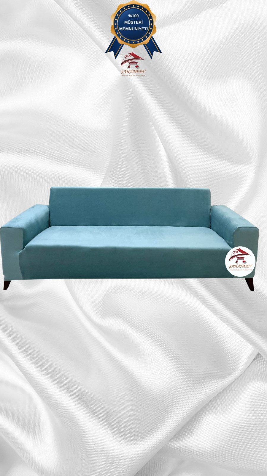 İtalyan Süet Kumaş Elastik Esnek Koruyucu Giydirme Koltuk Örtüsü Mint Renk 3'lü Set (1 Parça) Özel Ölçü