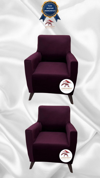 Italian Suede Fabric Elastic Flexible Protective Cover Sofa Cover Purple Color 1+1 (2 Piece Set)