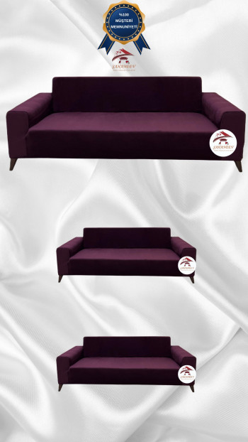 Italian Suede Fabric Elastic Flexible Protective Cover Sofa Cover Purple Color 3+2+2 (3 Piece Set)