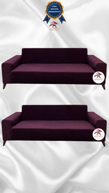 Italian Suede Fabric Elastic Flexible Protective Cover Sofa Cover Purple Color 3+3 (2 Piece Set)