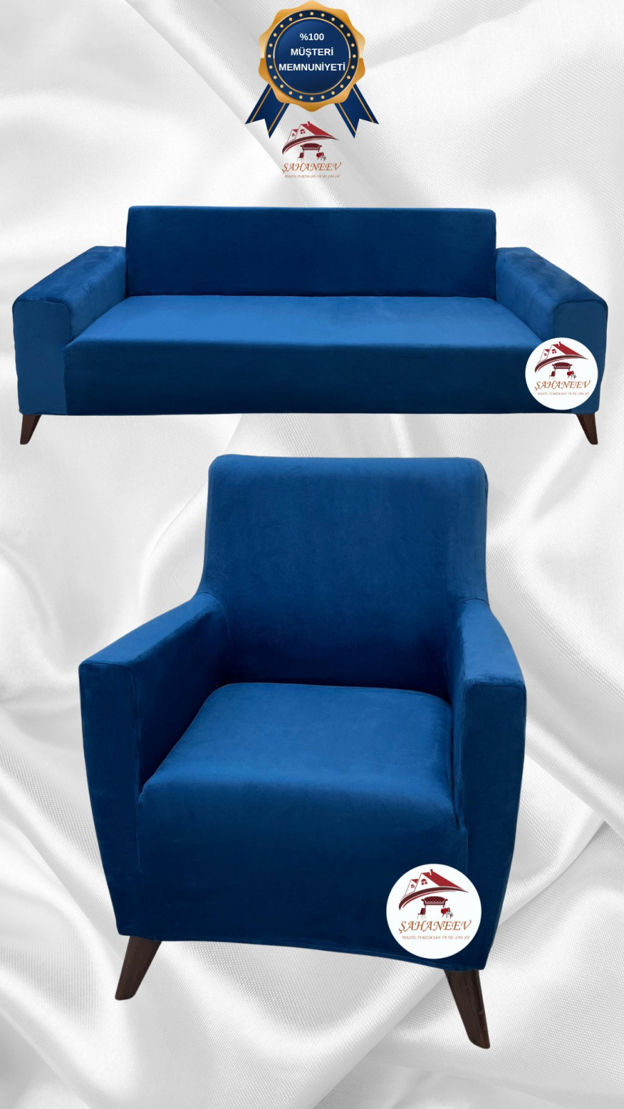 İtalyan Süet Kumaş Elastik Esnek Koruyucu Giydirme Koltuk Örtüsü Petrol Renk 3+1 (2 Parça Set)