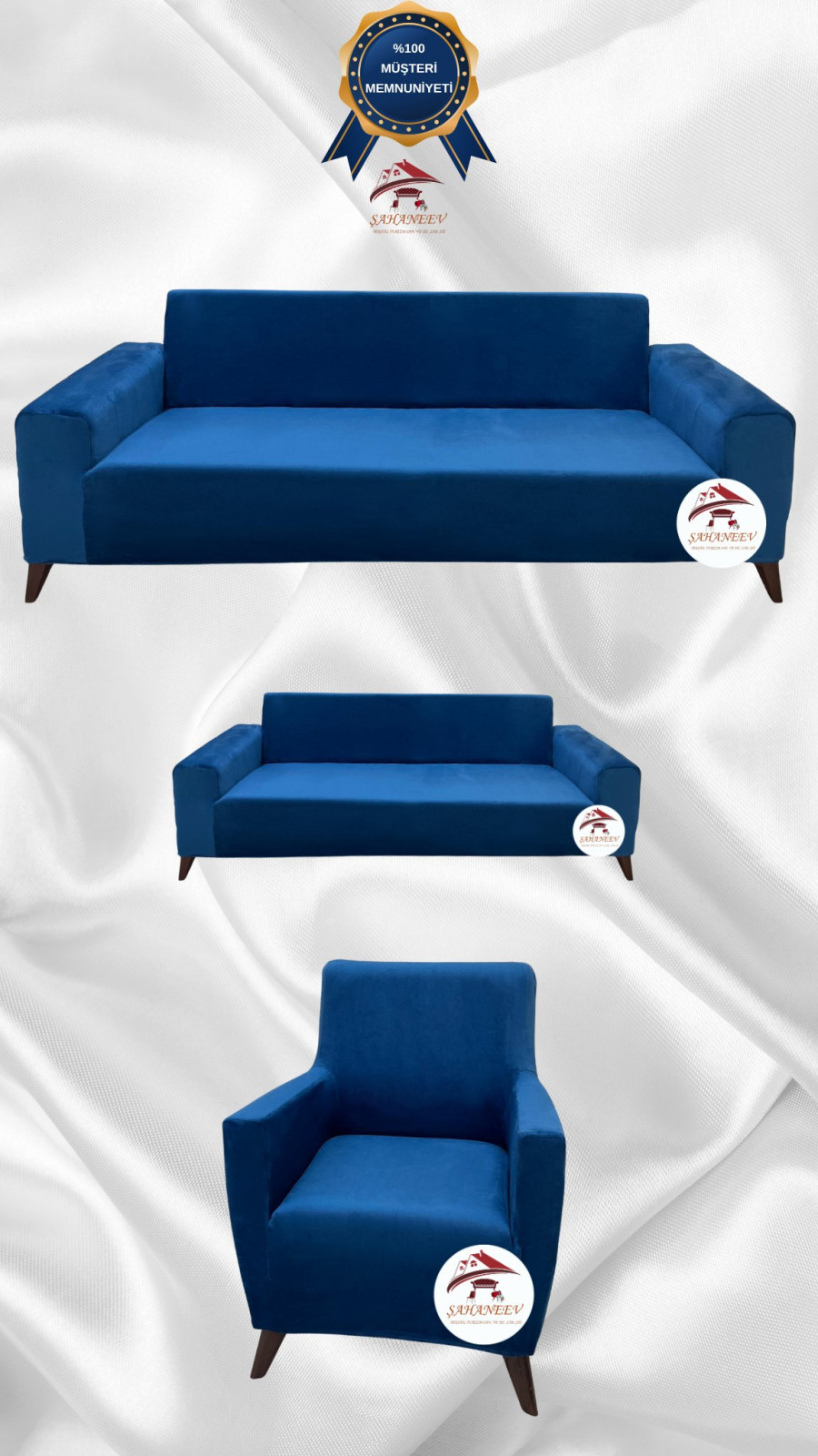 İtalyan Süet Kumaş Elastik Esnek Koruyucu Giydirme Koltuk Örtüsü Petrol Renk 3+2+1 (3 Parça Set)