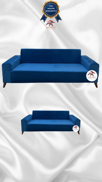 İtalyan Süet Kumaş Elastik Esnek Koruyucu Giydirme Koltuk Örtüsü Petrol Renk 3+2 (2 Parça Set)