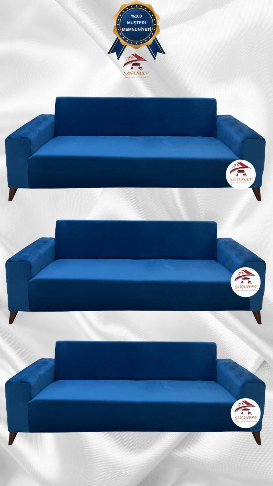İtalyan Süet Kumaş Elastik Esnek Koruyucu Giydirme Koltuk Örtüsü Petrol Renk 3+3+3 (3 Parça Set)