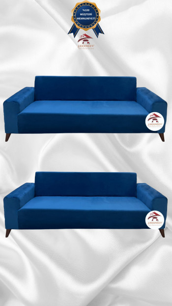 İtalyan Süet Kumaş Elastik Esnek Koruyucu Giydirme Koltuk Örtüsü Petrol Renk 3+3 (2 Parça Set)