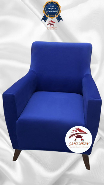 İtalyan Süet Kumaş Elastik Esnek Koruyucu Giydirme Koltuk Örtüsü Saks Mavi Renk Tekli (1 Parça)