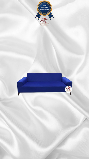 İtalyan Süet Kumaş Elastik Esnek Koruyucu Giydirme Koltuk Örtüsü Saks Mavi Renk 2'li Set (1 Parça)