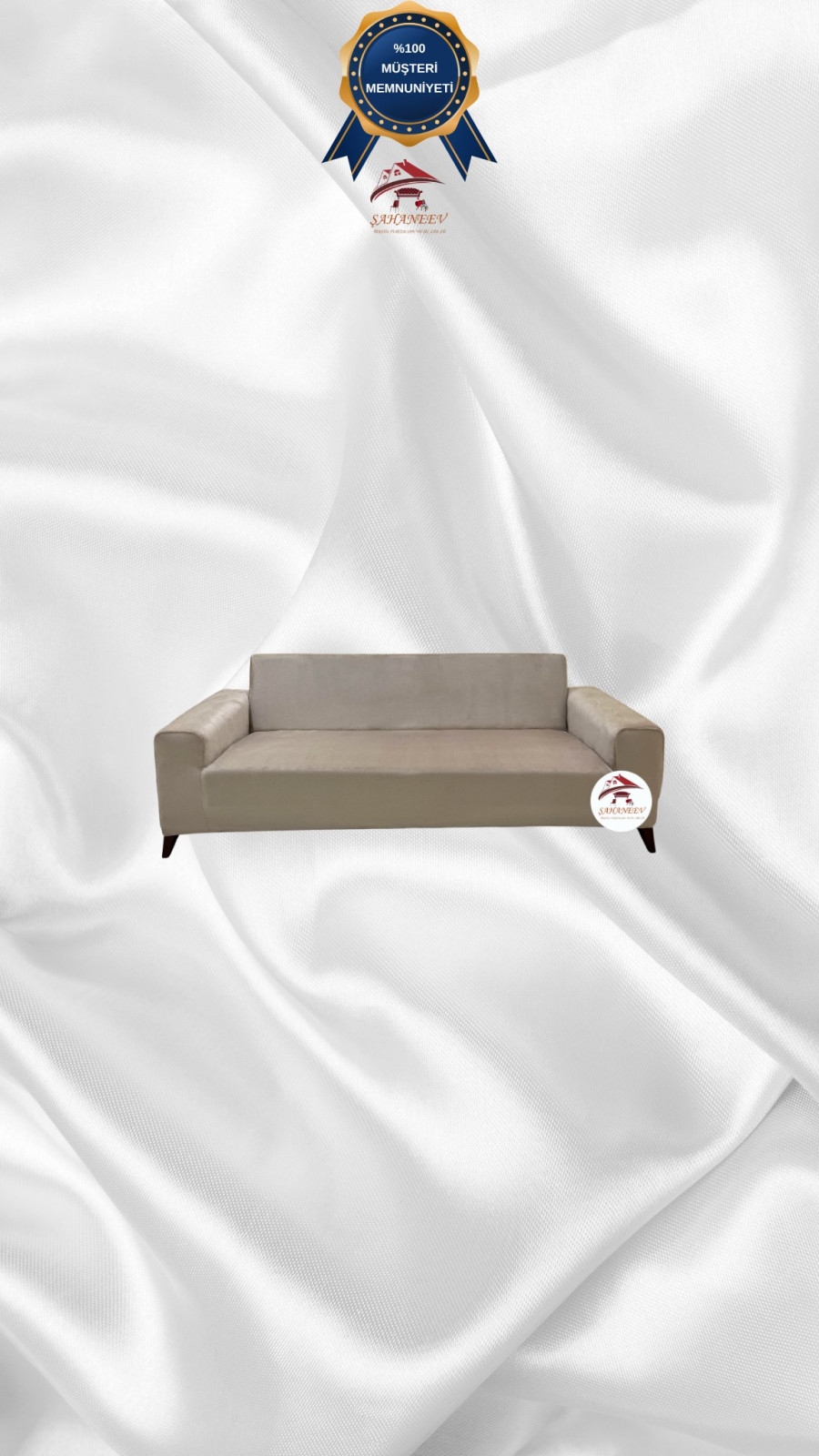 İtalyan Süet Kumaş Elastik Esnek Koruyucu Giydirme Koltuk Örtüsü Vizon Renk 2'li Set (1 Parça)