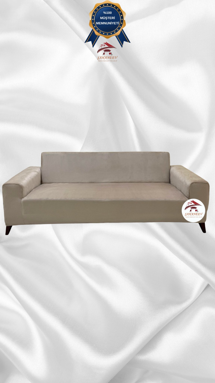 Italian Suede Fabric Elastic Flexible Protective Cover Sofa Cover Mink Color 3-Seater Set (1 Piece)