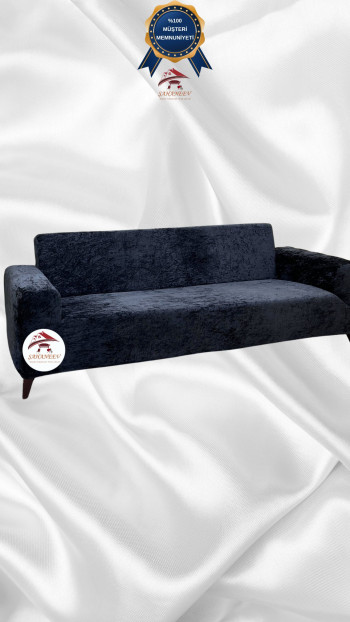 Shiny Velvet Slip-On Sofa Cover - Luminous Geometric Pattern Protector Anthracite Color 3-Seater Set (1 Piece)