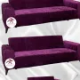 Shiny Velvet Slip-On Sofa Cover - Luminous Geometric Pattern Protector Fuchsia Color 3+3+2 (3 Piece Set)