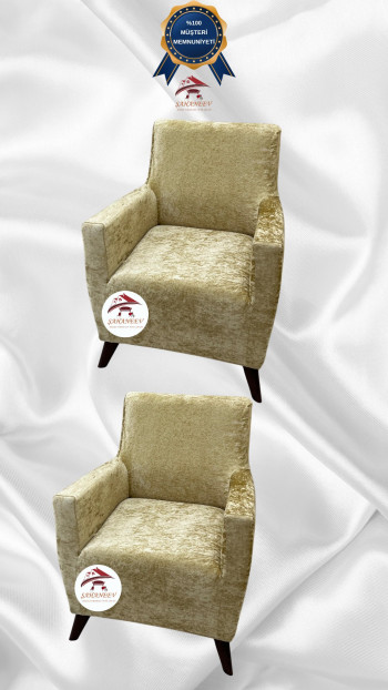 Shiny Velvet Slip-On Sofa Cover - Luminous Geometric Pattern Protector Gold Color 1+1 (2 Piece Set)