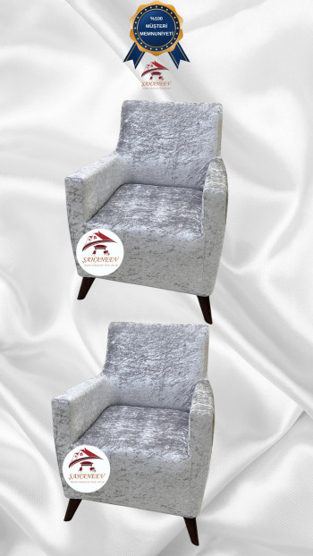 Shiny Velvet Slip-On Sofa Cover - Luminous Geometric Pattern Protector Silver Gray Color 1+1 (2 Piece Set)