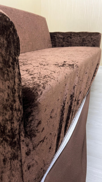 Shiny Velvet Slip-On Sofa Cover - Luminous Geometric Pattern Protector Brown Color 3+2+1 (3 Piece Set)