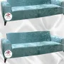Parlak Kadife Giydirme Koltuk Örtüsü - Işıltılı Geometrik Desenli Koruyucu Mint Renk 3+3+2 (3 Parça Set)