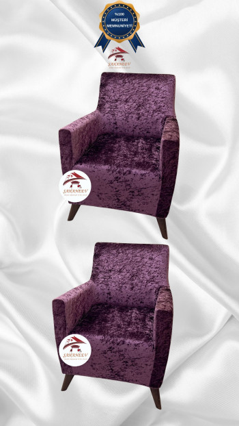 Shiny Velvet Slip-On Sofa Cover - Luminous Geometric Pattern Protector Purple Color 1+1 (2 Piece Set)