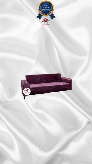 Shiny Velvet Slip-On Sofa Cover - Luminous Geometric Pattern Protector Purple Color 2-Seater Set (1 Piece)