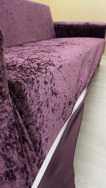 Shiny Velvet Slip-On Sofa Cover - Luminous Geometric Pattern Protector Purple Color 3+1+1 (3 Piece Set)