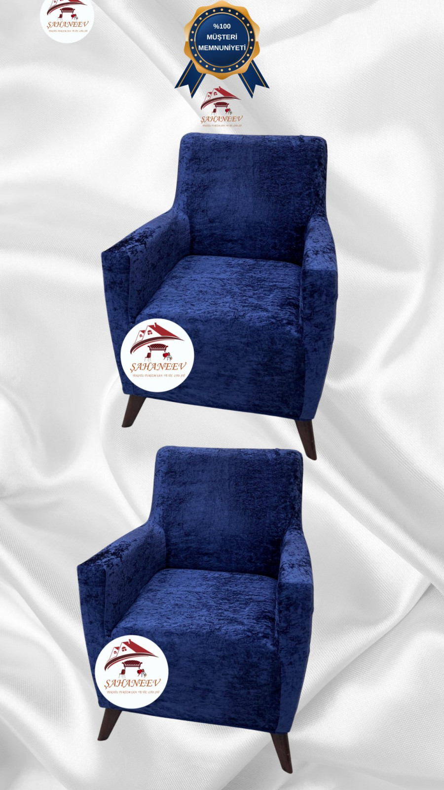 Shiny Velvet Slip-On Sofa Cover - Luminous Geometric Pattern Protector Parliament Color 1+1 (2 Piece Set)