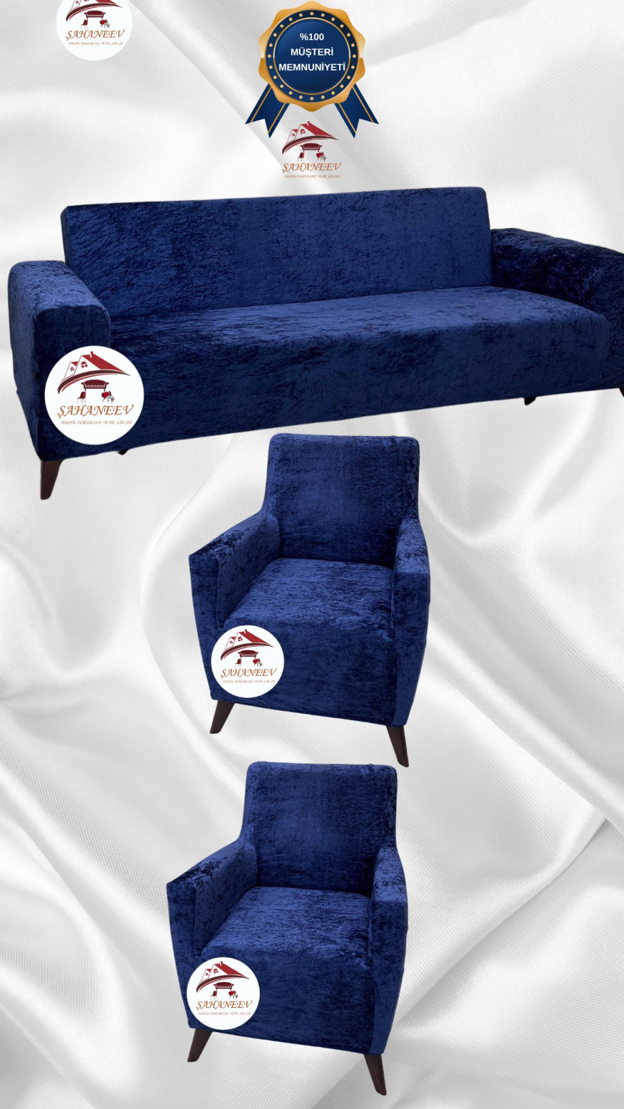 Parlak Kadife Giydirme Koltuk Örtüsü - Işıltılı Geometrik Desenli Koruyucu Parlament Renk 3+1+1 (3 Parça Set) Özel Ölçü