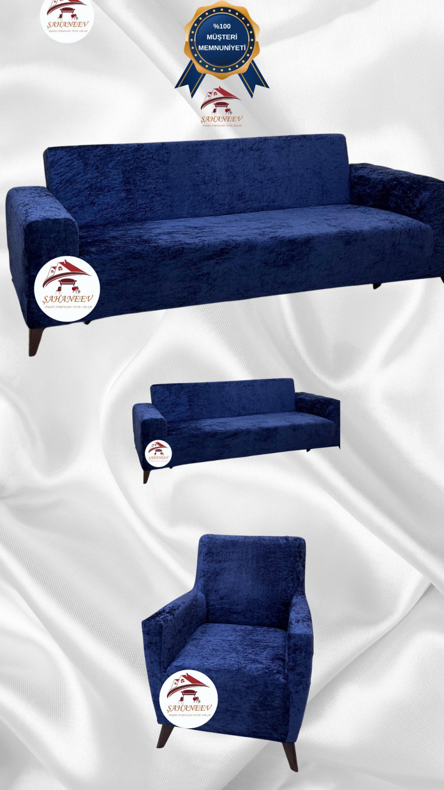 Parlak Kadife Giydirme Koltuk Örtüsü - Işıltılı Geometrik Desenli Koruyucu Parlament Renk 3+2+1 (3 Parça Set)