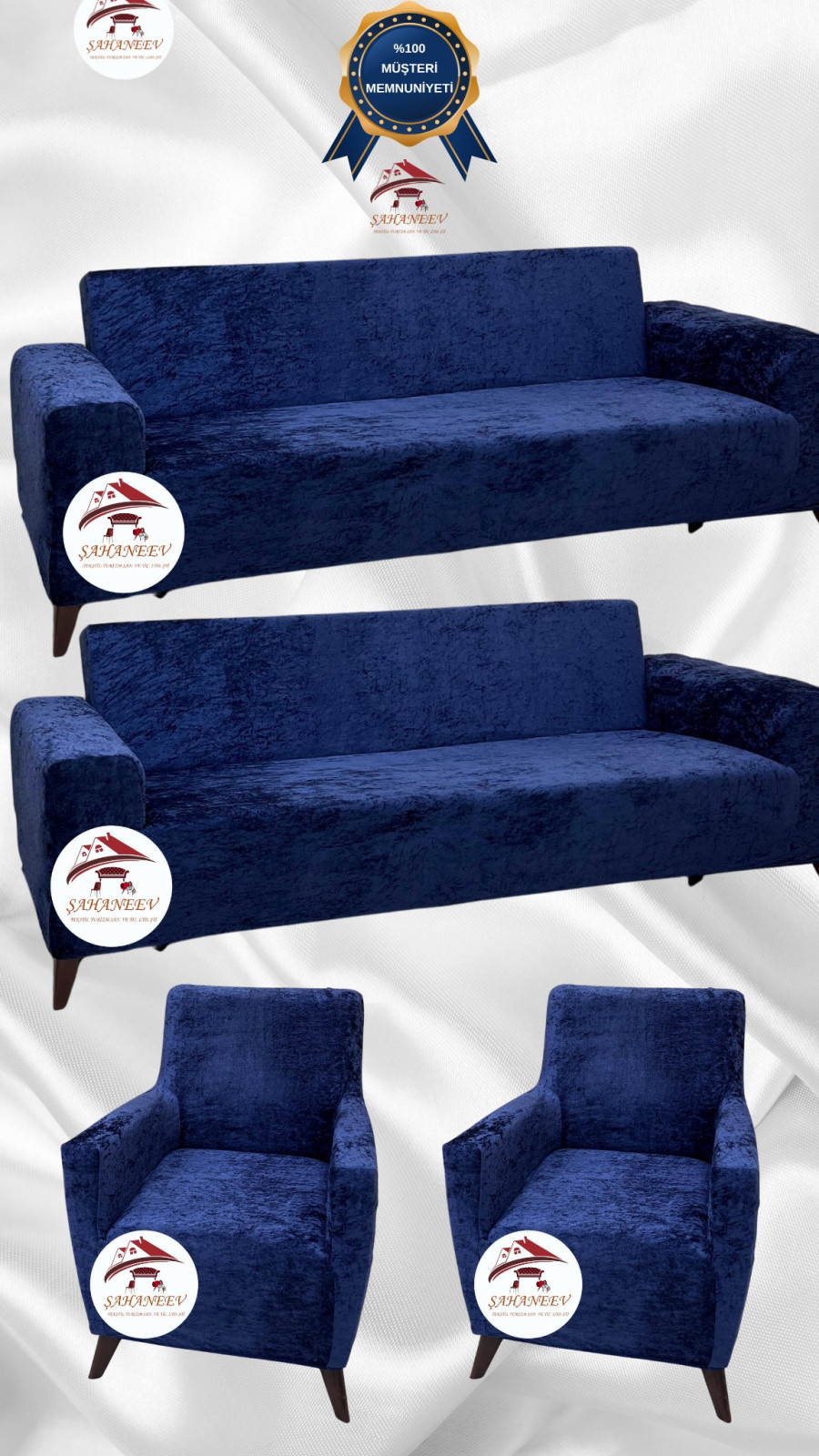 Parlak Kadife Giydirme Koltuk Örtüsü - Işıltılı Geometrik Desenli Koruyucu Parlament Renk 3+3+1+1 (4 Parça Set) Özel Ölçü