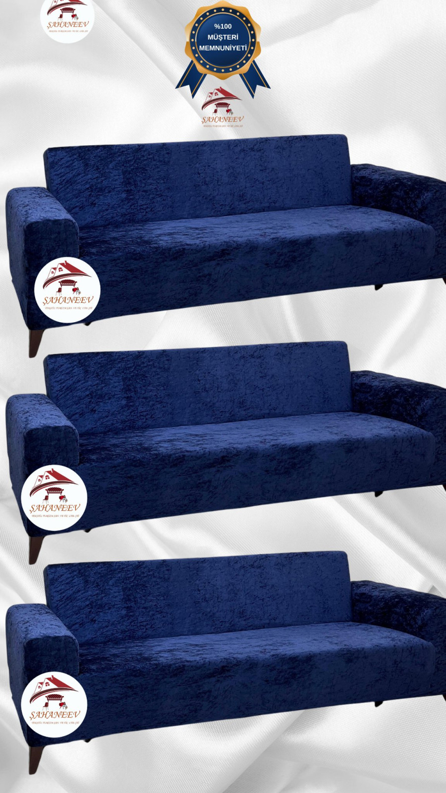 Parlak Kadife Giydirme Koltuk Örtüsü - Işıltılı Geometrik Desenli Koruyucu Parlament Renk 3+3+3 (3 Parça Set) Özel Ölçü