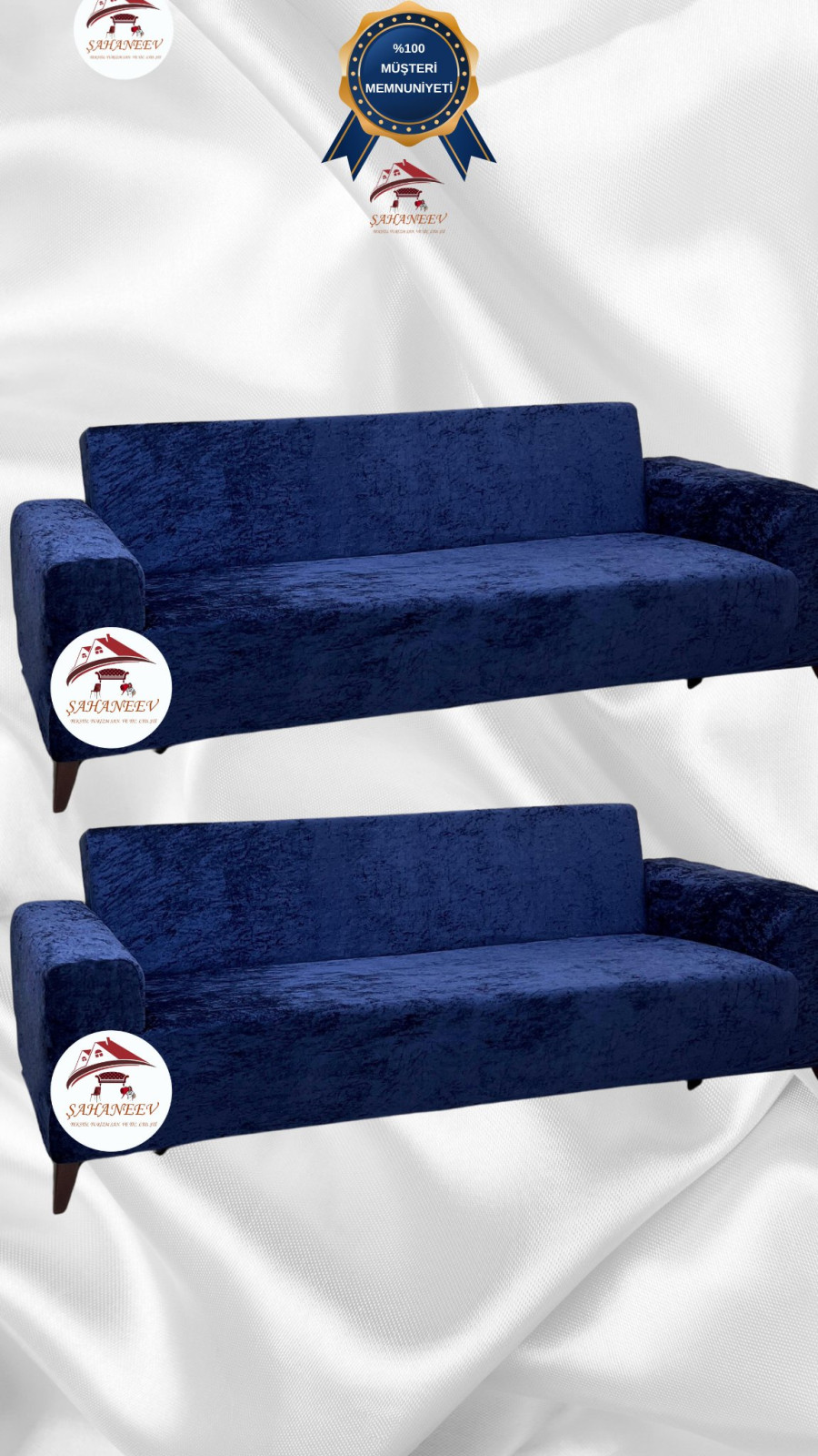 Parlak Kadife Giydirme Koltuk Örtüsü - Işıltılı Geometrik Desenli Koruyucu Parlament Renk 3+3 (2 Parça Set) Özel Ölçü