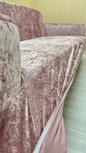 Shiny Velvet Slip-On Sofa Cover - Luminous Geometric Pattern Protector Powder Color 3+3+1+1 (4 Piece Set) Custom Size