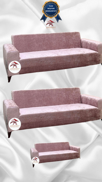 Shiny Velvet Slip-On Sofa Cover - Luminous Geometric Pattern Protector Powder Color 3+3+2 (3 Piece Set)