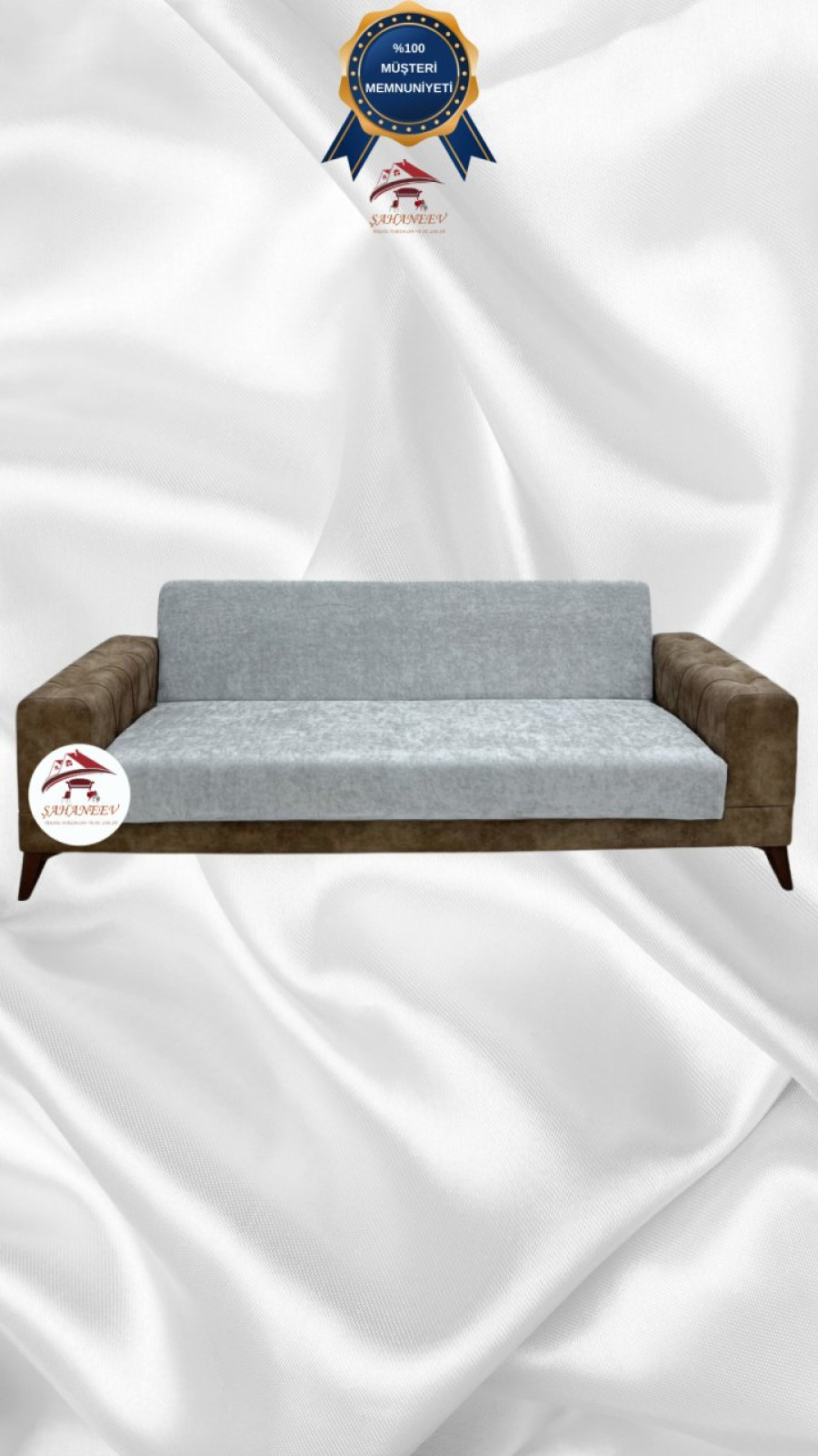 Baby Face Fabric Armless Sofa Cover - Elastic Velvet Sofa Protector Light Gray Color 3-Seater Set (1 Piece) Custom Size