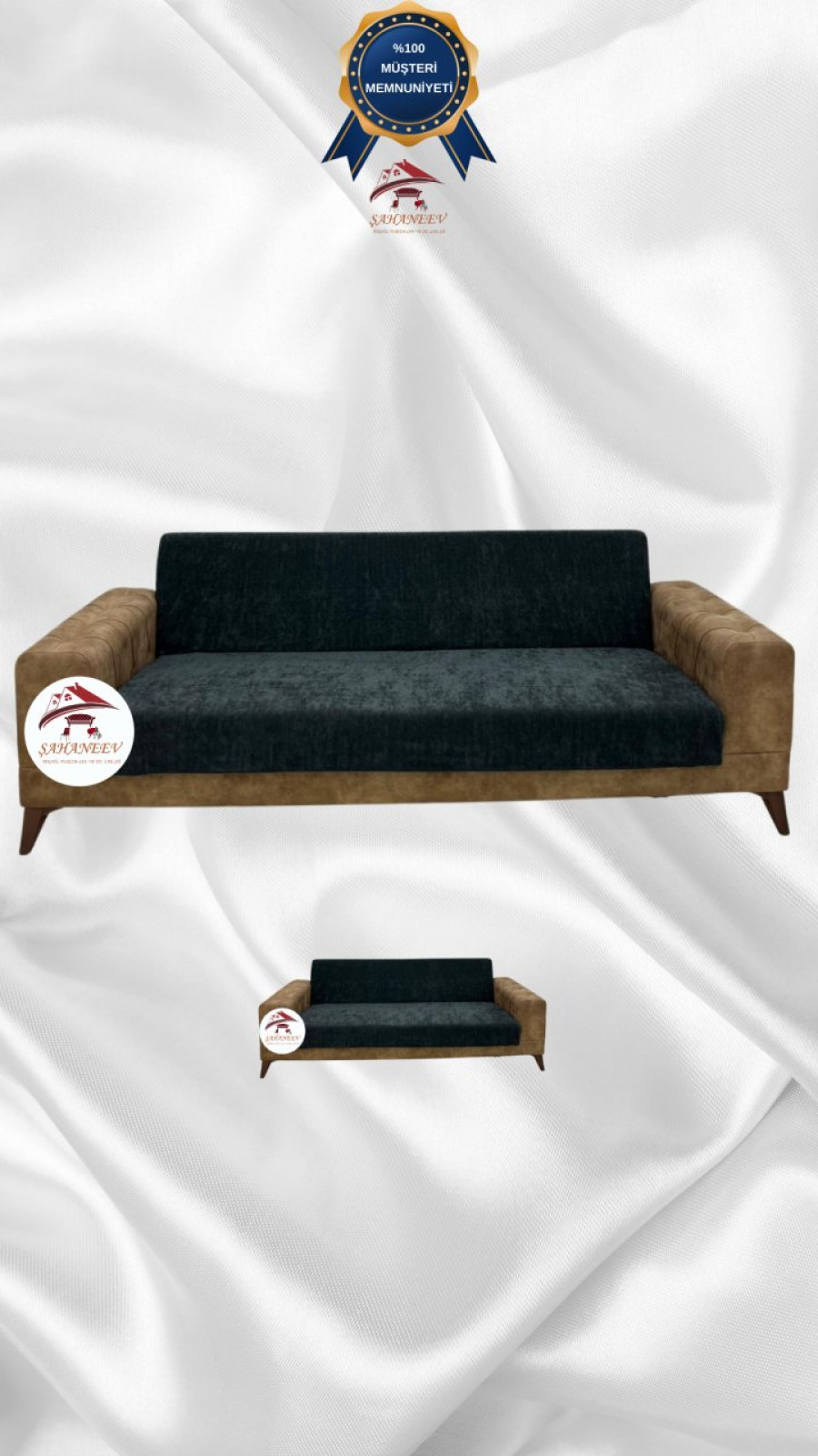 Baby Face Fabric Armless Sofa Cover - Elastic Velvet Sofa Protector Anthracite Color 3+2 (2 Piece Set) Custom Size