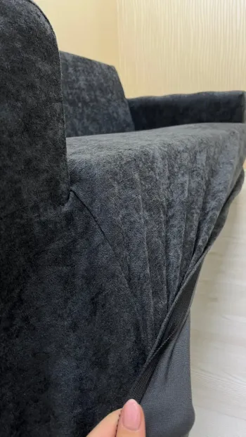 Baby Face Fabric Armless Sofa Cover - Elastic Velvet Sofa Protector Anthracite Color 3+2 (2 Piece Set)