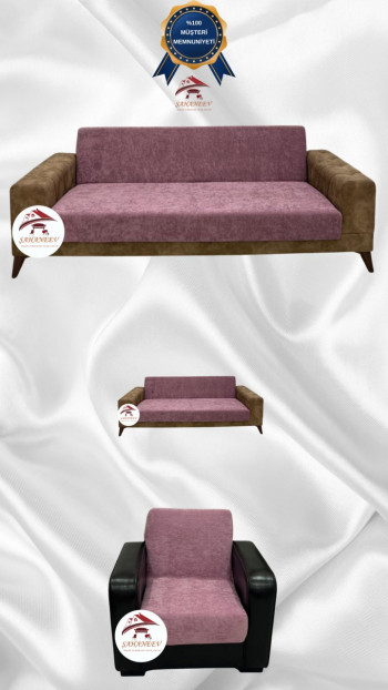 Baby Face Fabric Armless Sofa Cover - Elastic Velvet Sofa Protector Rose Color 3+2+1 (3 Piece Set)